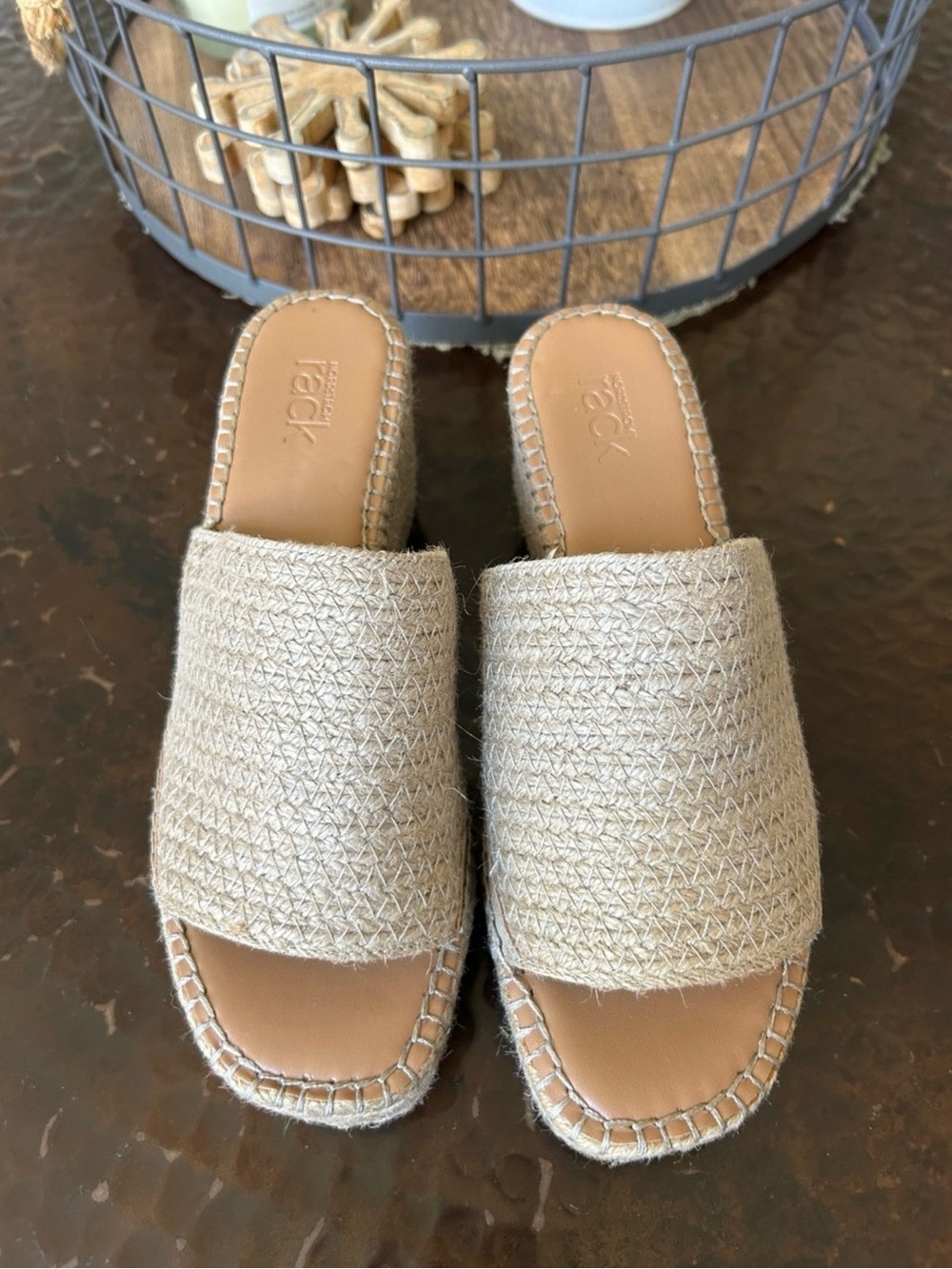 Neutral Woven Slide Mules - Women